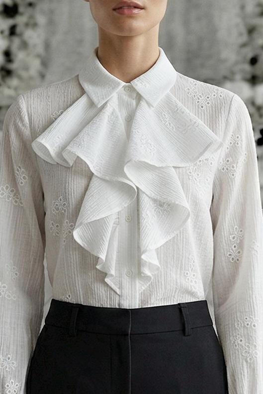 Ines White Cotton Ruffle Blouse — Paris Boutique