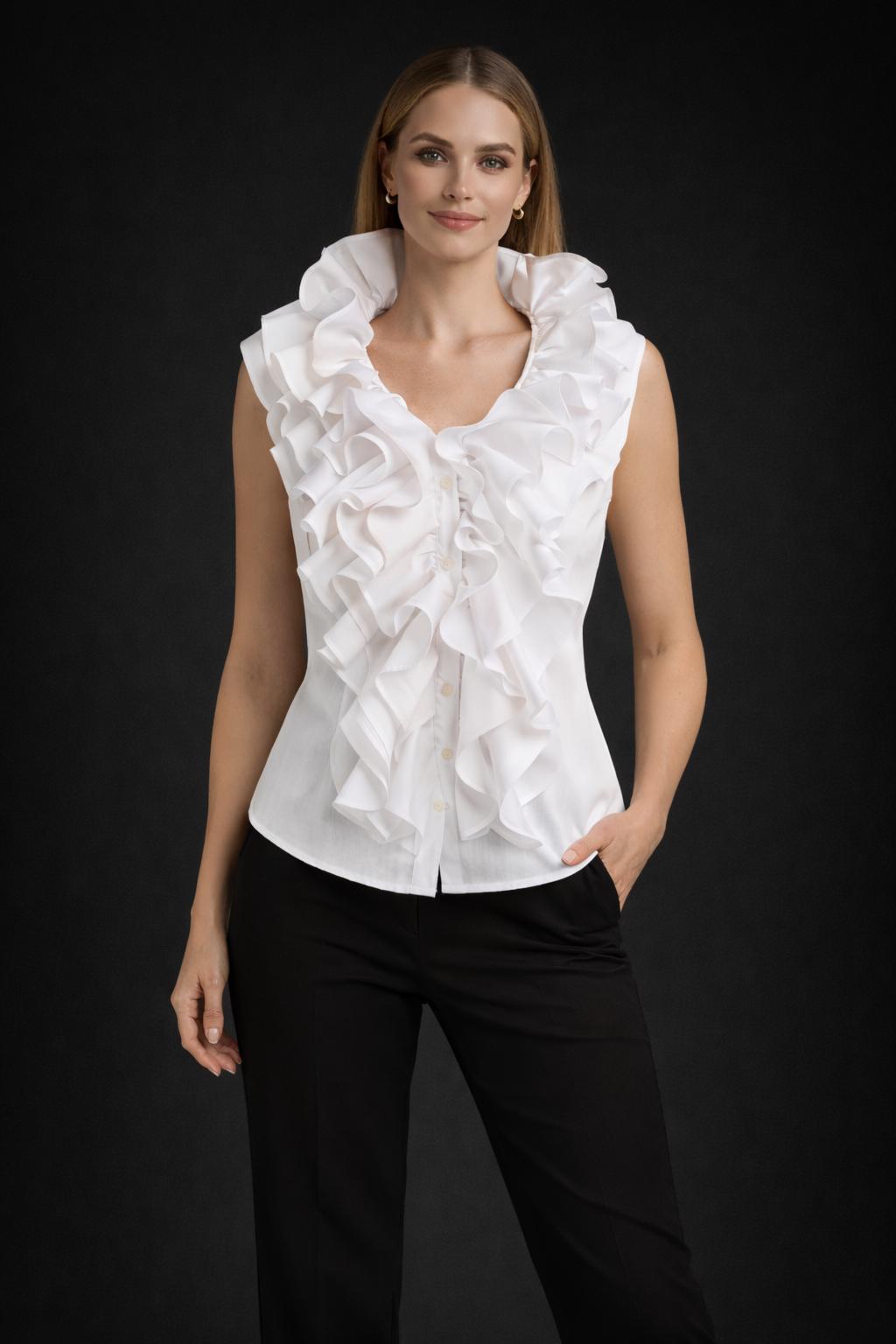 Nell Black Cotton Ruffle Blouse — view 4