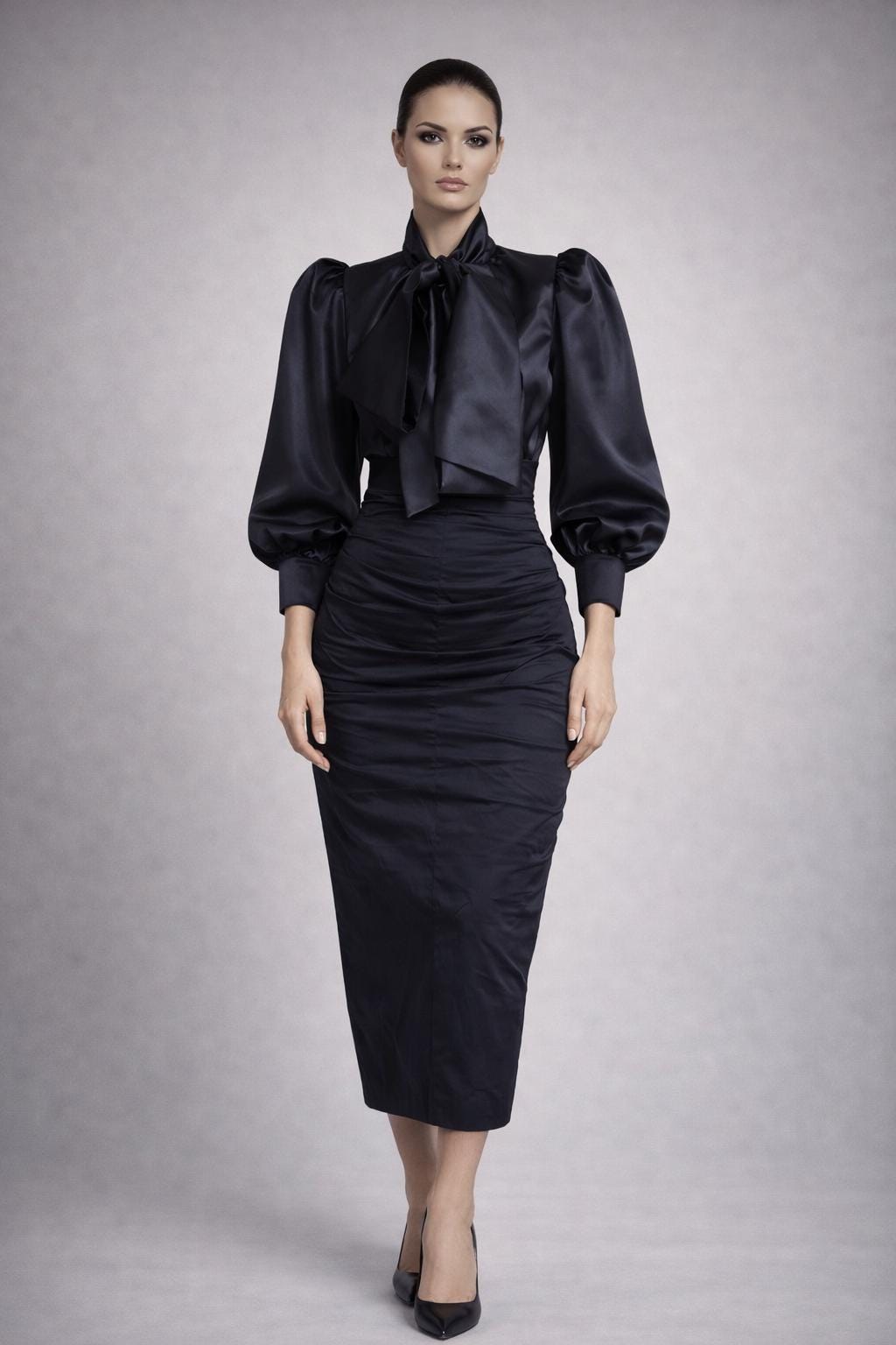 Willa Black Satin Blouse — view 2