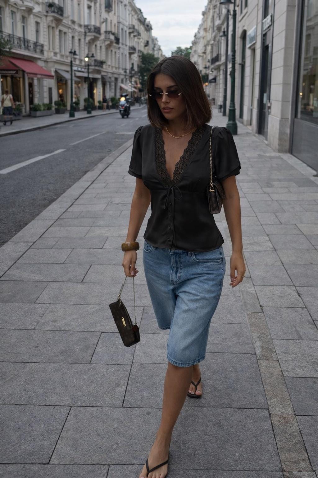 Poppy Black Satin Blouse — view 5