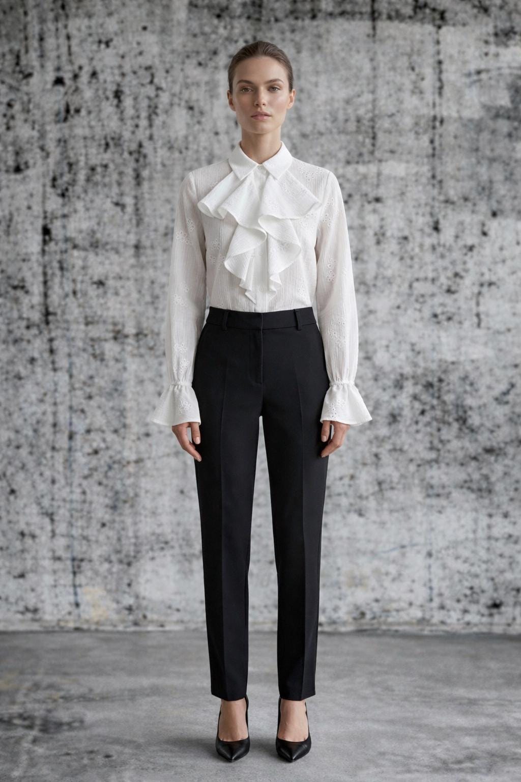 Ines White Cotton Ruffle Blouse — view 2
