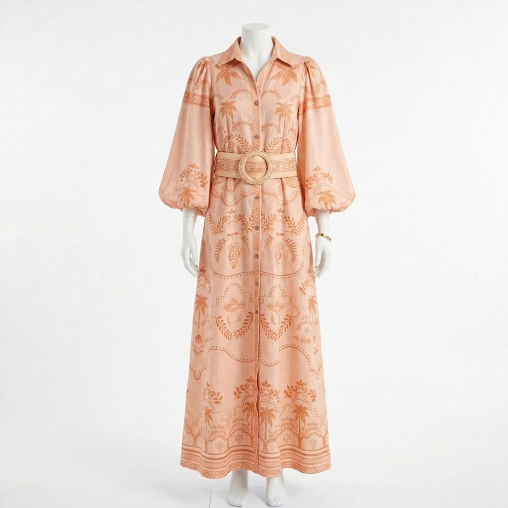 Blair Beige Linen Shirt Maxi Dress — view 5
