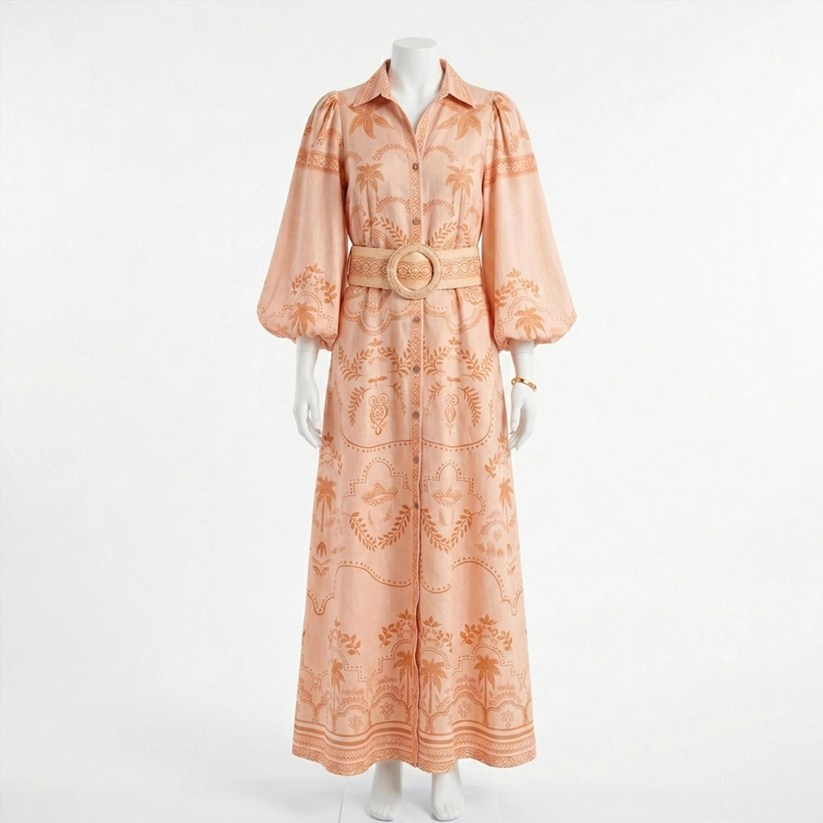 Blair Beige Linen Shirt Maxi Dress — view 5