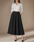 Nina Black Linen Maxi Skirt — Paris Boutique