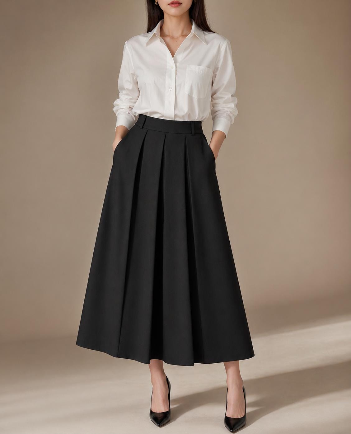 Nina Black Linen Maxi Skirt — Paris Boutique