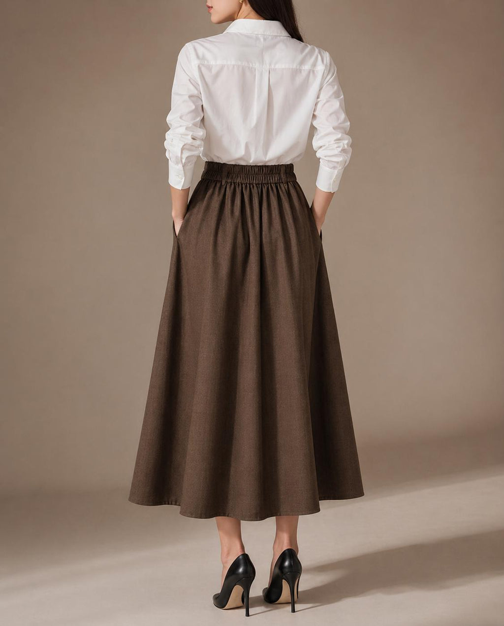 Nina Black Linen Maxi Skirt — view 5