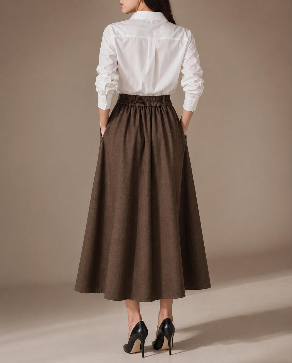 Nina Black Linen Maxi Skirt — view 5