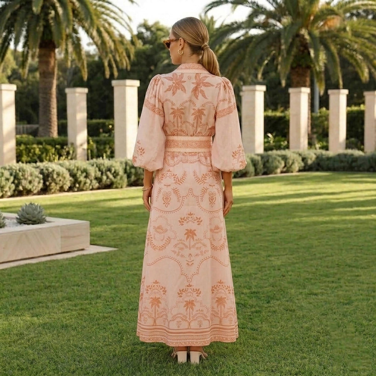Blair Beige Linen Shirt Maxi Dress — view 4