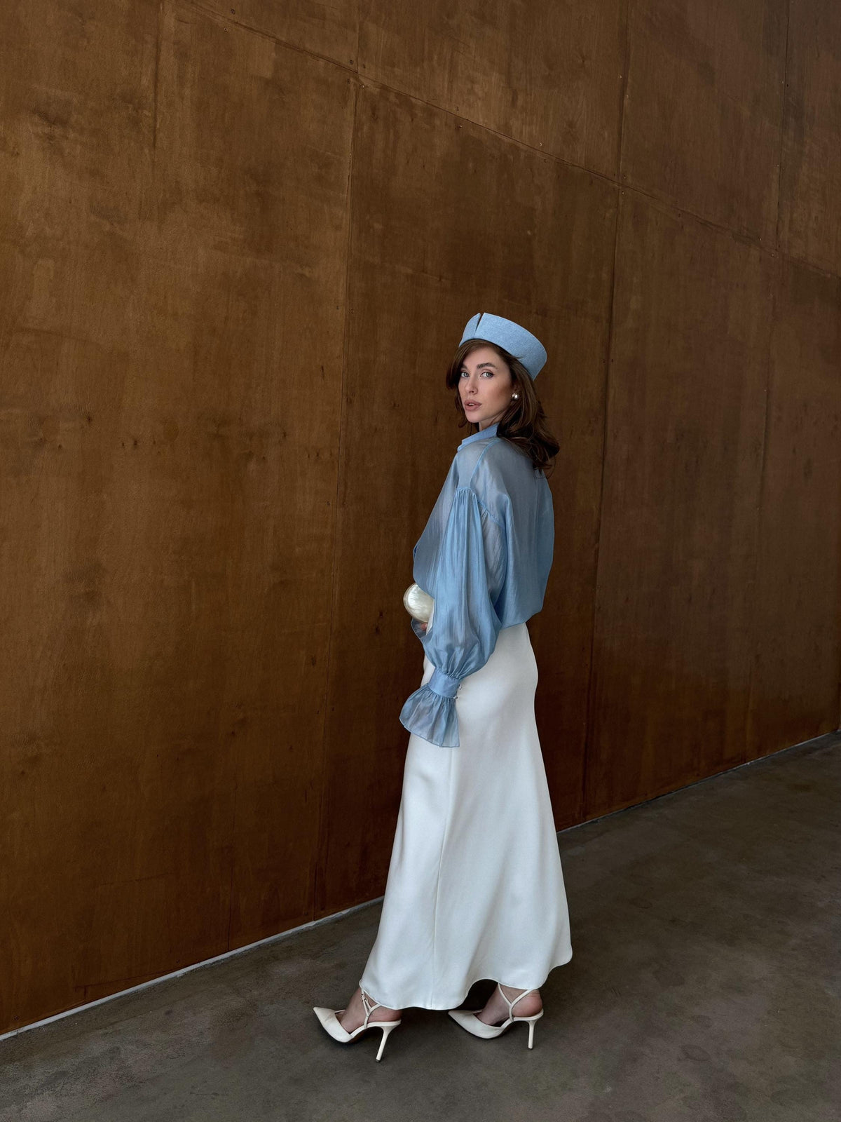 Noor White Satin Midi Skirt — view 3
