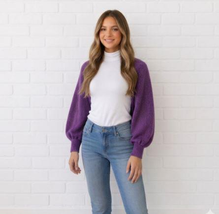 Tilly Purple Knit Cardigan — view 2
