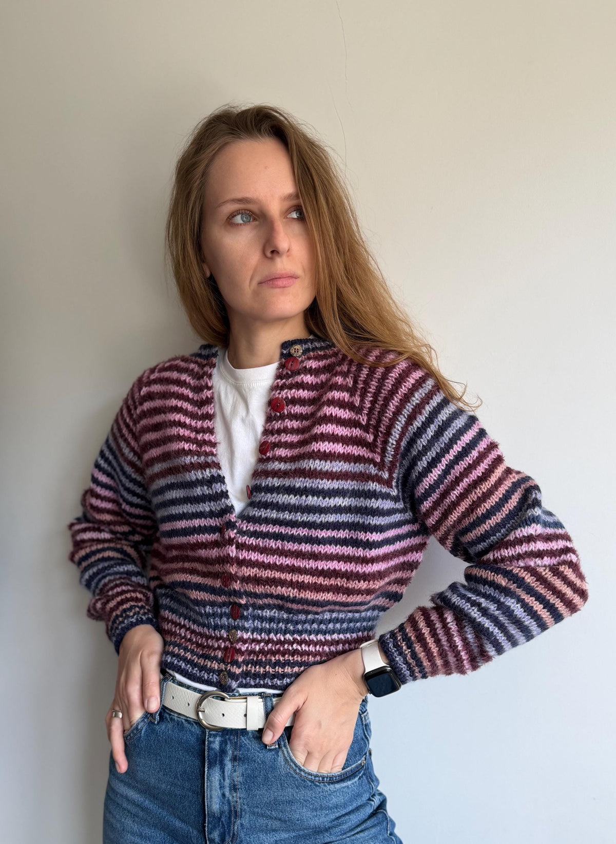 Paloma Striped Wool Cardigan — view 3