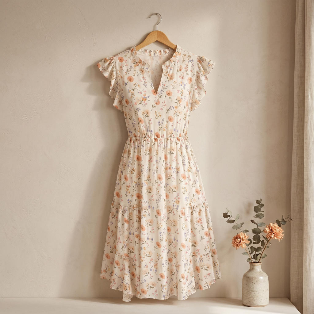 Yara Beige Midi Dress — view 2