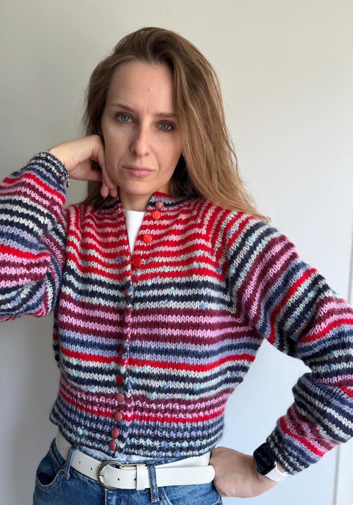 Paloma Striped Wool Cardigan — view 2