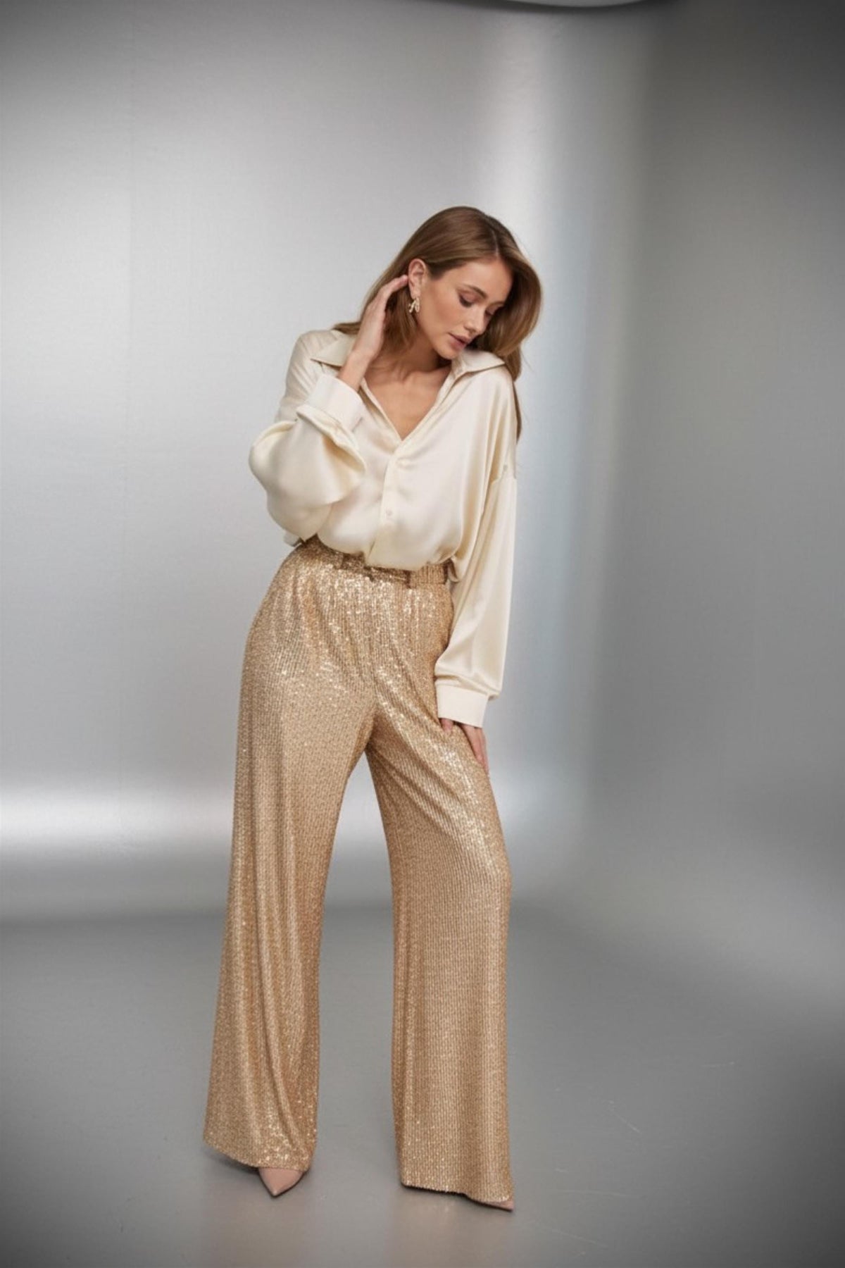 Zoe Ivory Satin Blouse — view 6
