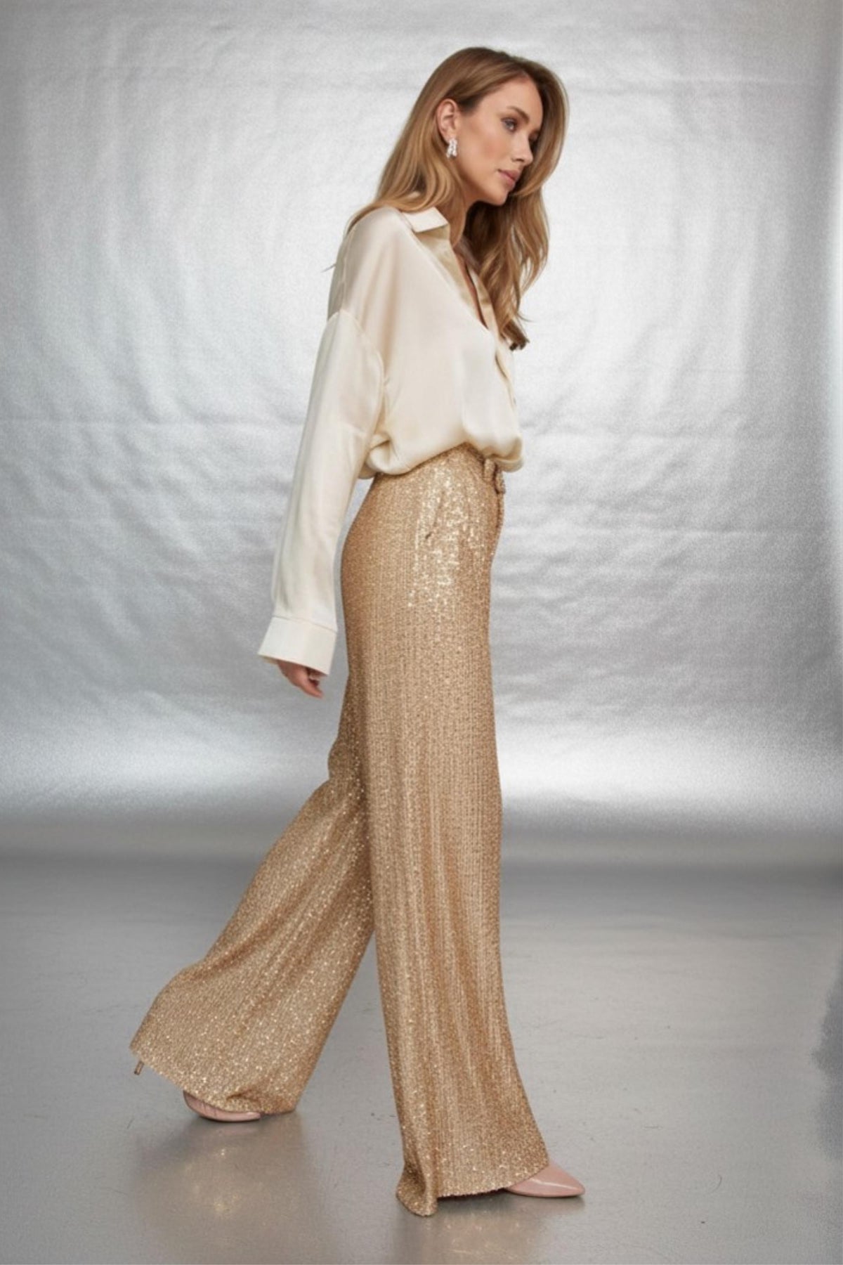Zoe Ivory Satin Blouse — view 3