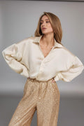 Zoe Ivory Satin Blouse — Paris Boutique