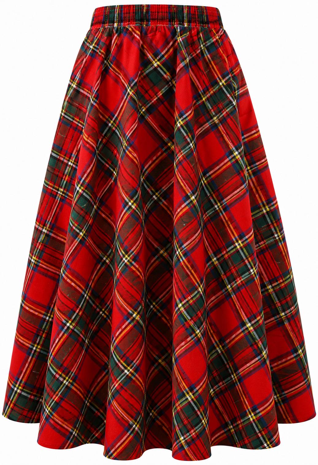 Hazel Plaid Wool A-Line Maxi Skirt — view 3