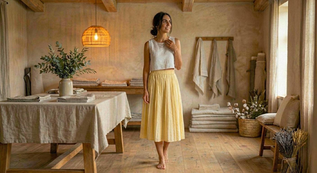 Sunny Black Linen Pleated Maxi Skirt — view 2
