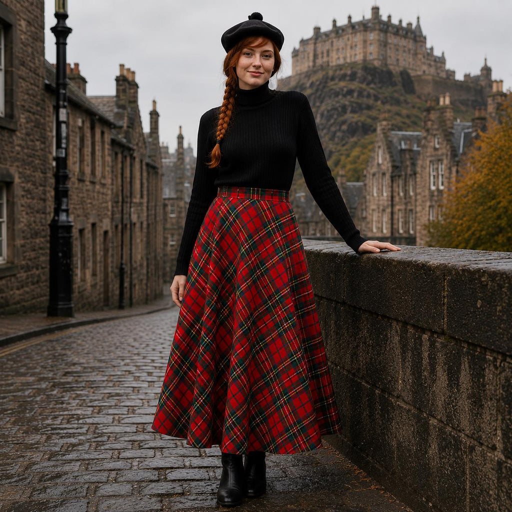 Hazel Plaid Wool A-Line Maxi Skirt — Paris Boutique