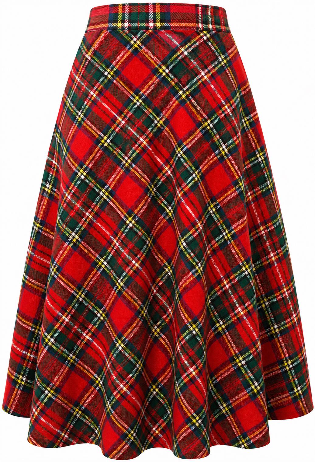 Hazel Plaid Wool A-Line Maxi Skirt — view 2