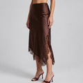 Talia Black Satin Midi Skirt — Paris Boutique