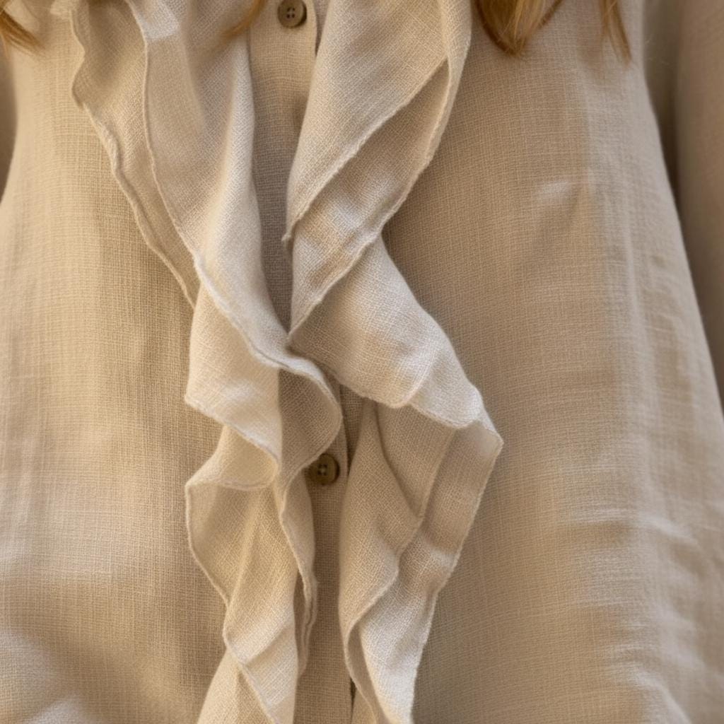 Daisy Beige Linen Ruffle Blouse — view 6