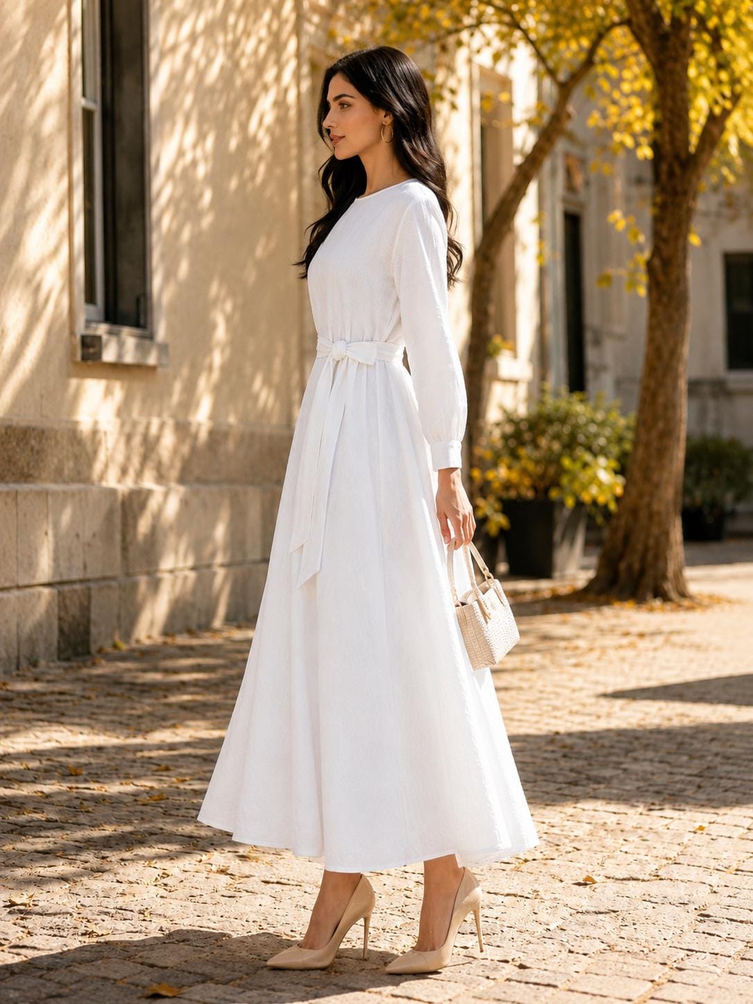 Opal White Linen A-Line Maxi Dress — view 4