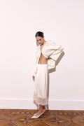 Romy White Satin Midi Skirt — Paris Boutique