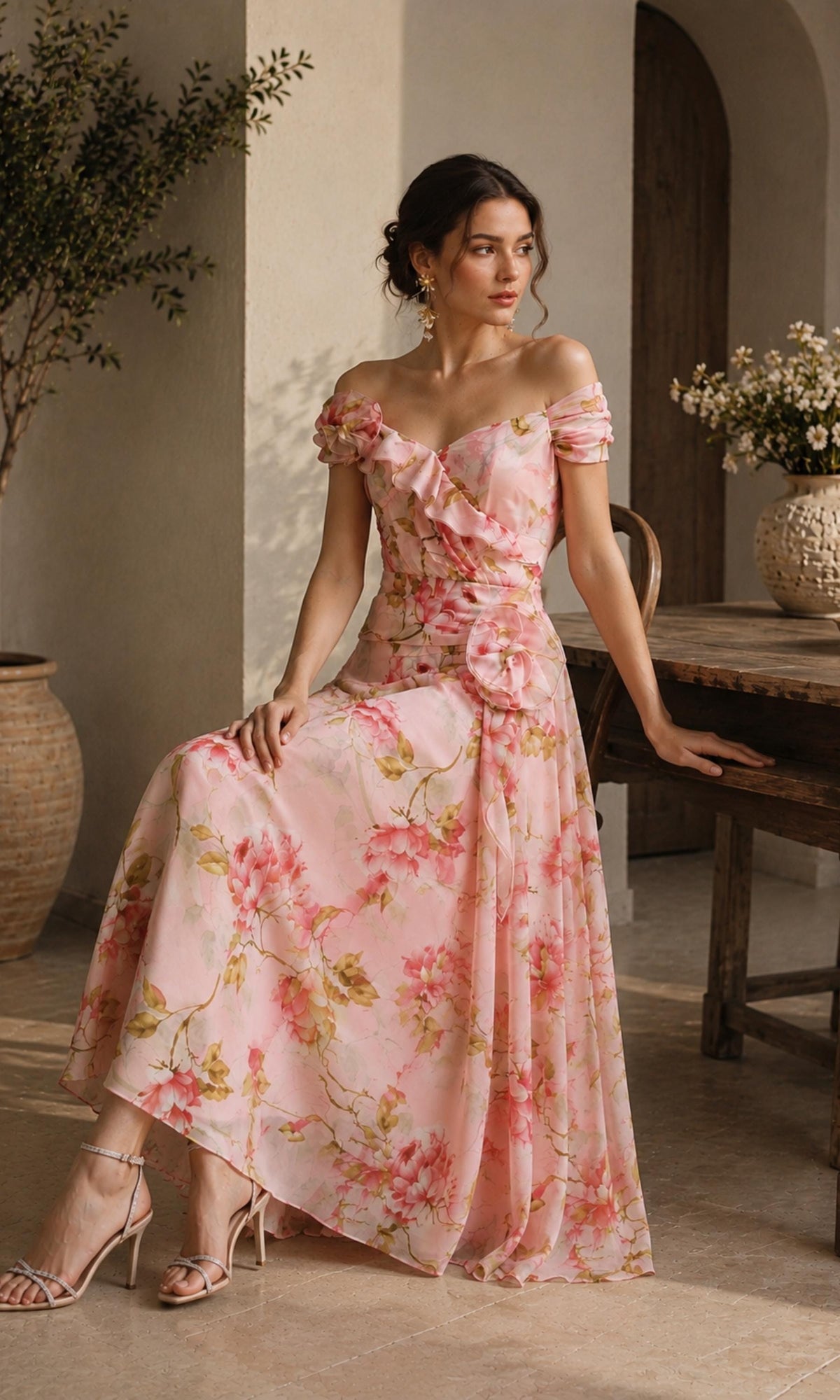 Gia Floral Chiffon Midi Dress — view 2