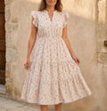 Yara Beige Midi Dress — Paris Boutique