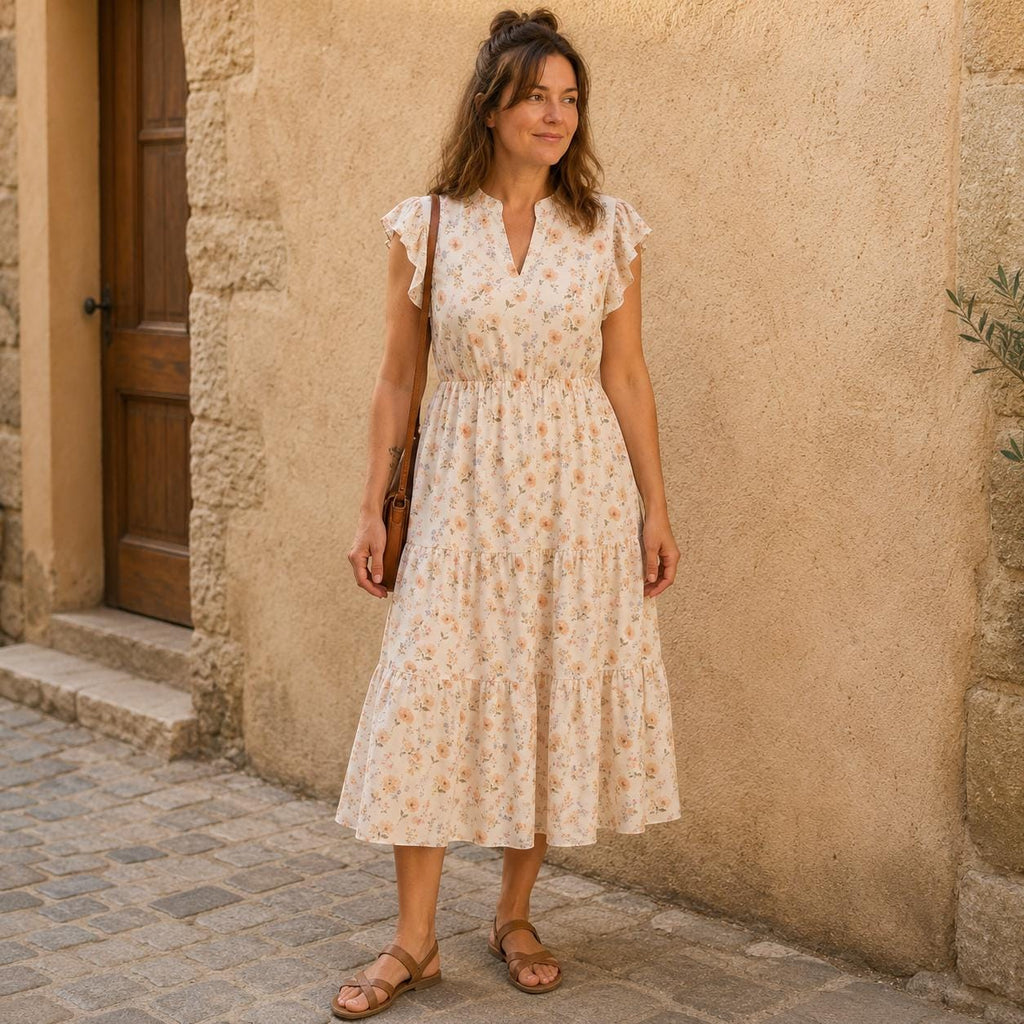 Yara Beige Midi Dress — view 3