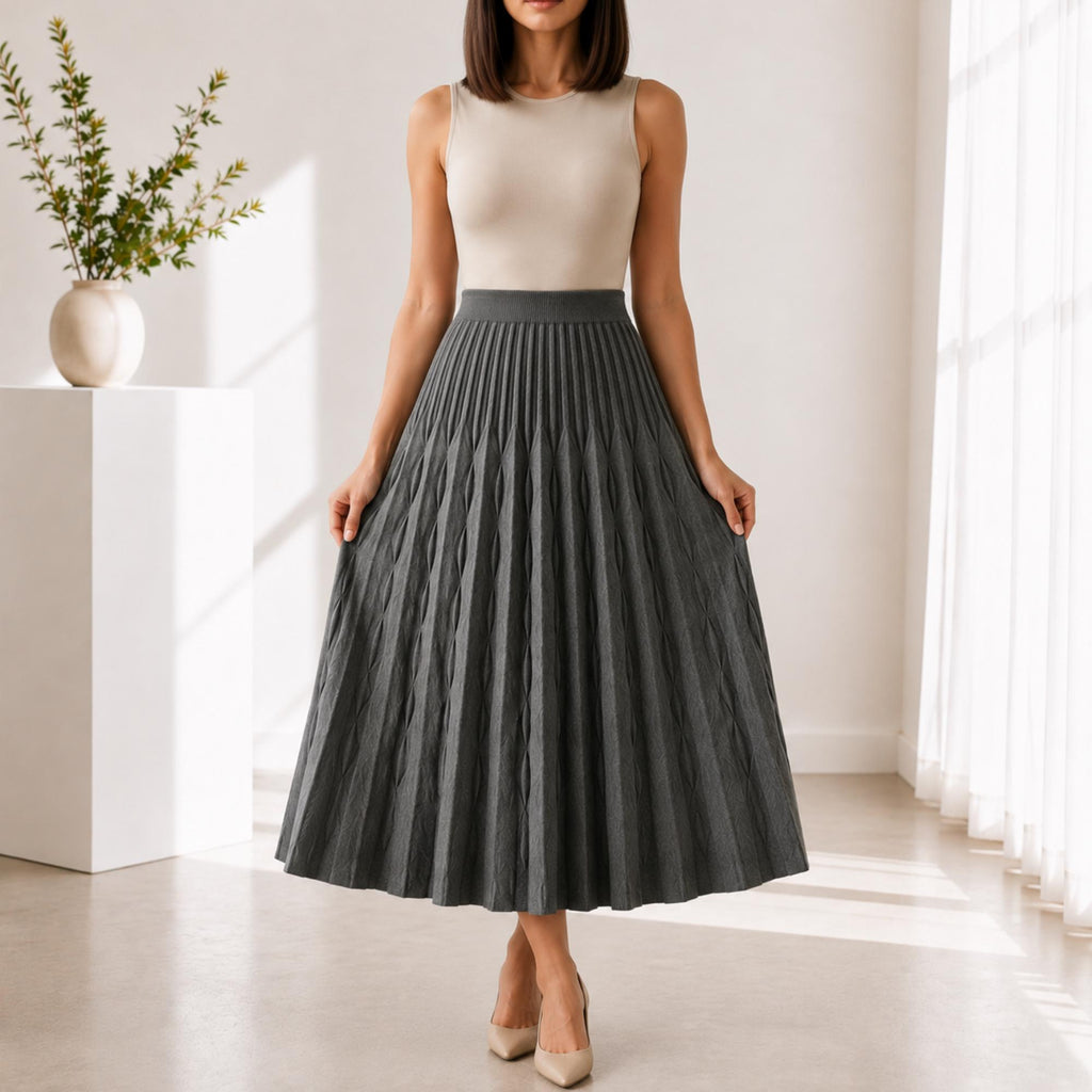 Clara Gray A-Line Midi Skirt — view 5