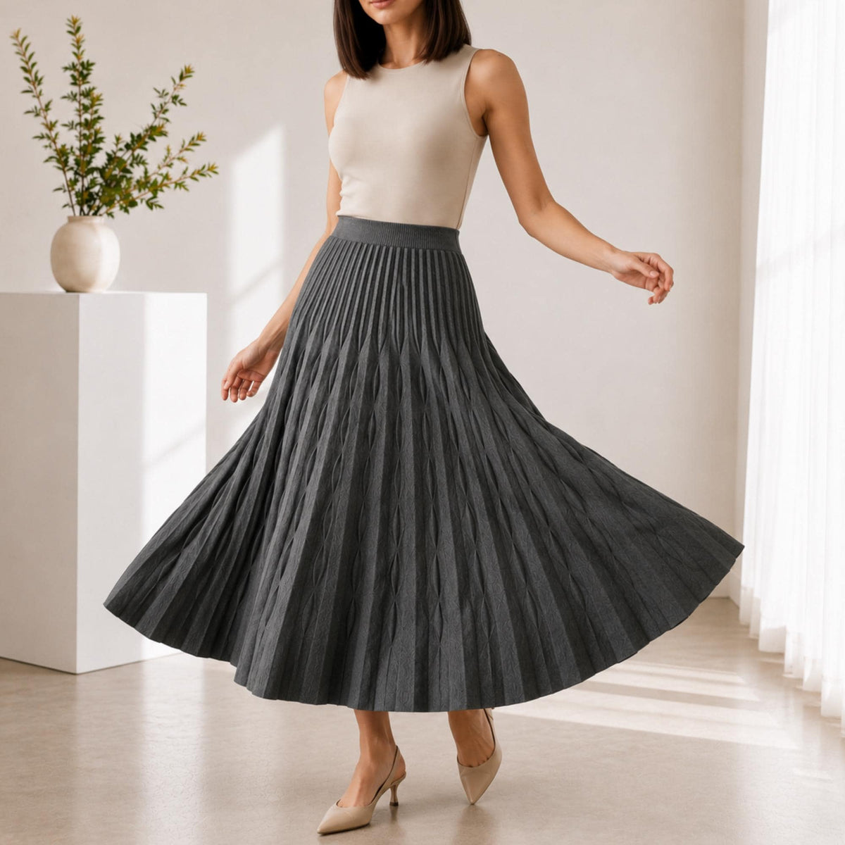 Clara Gray A-Line Midi Skirt — view 2
