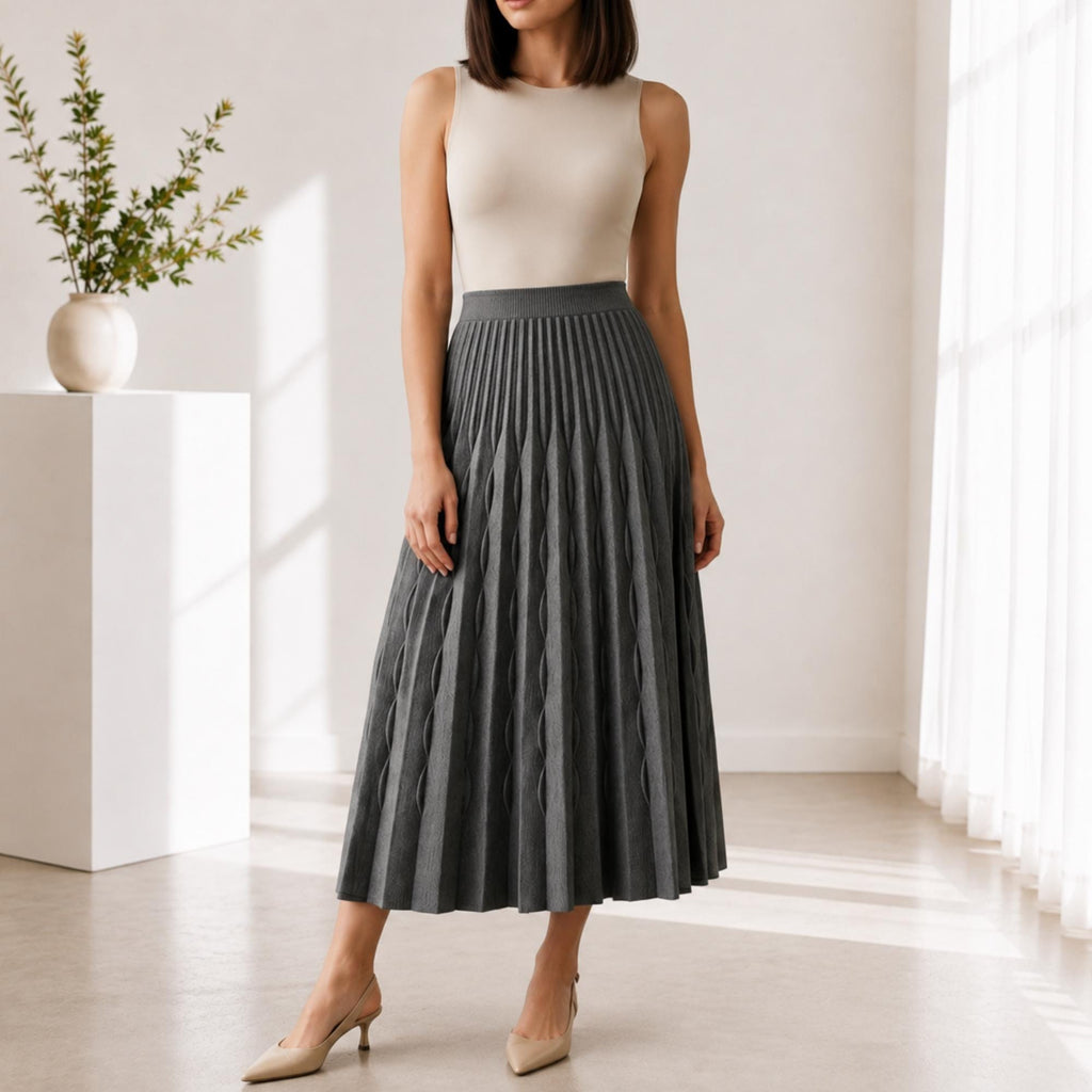 Clara Gray A-Line Midi Skirt — view 3