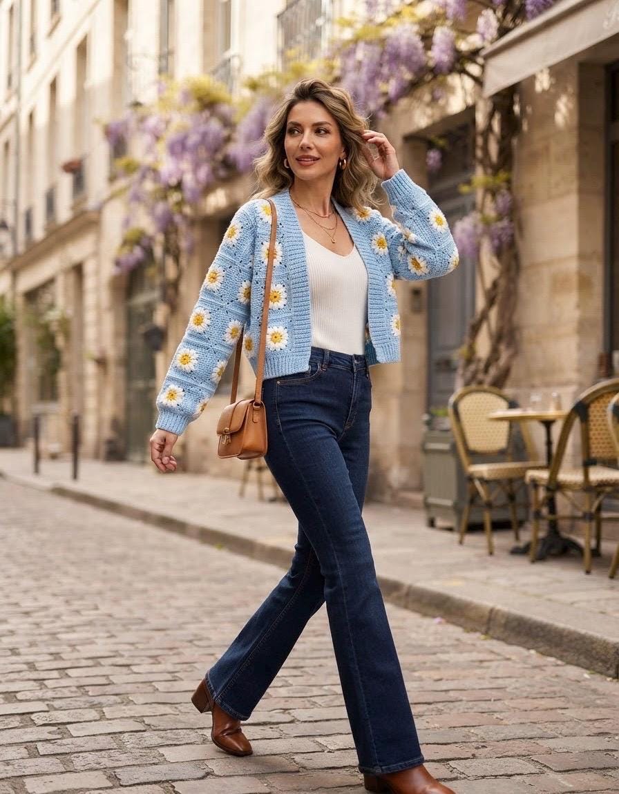 Hattie Floral Knit Cardigan — Paris Boutique