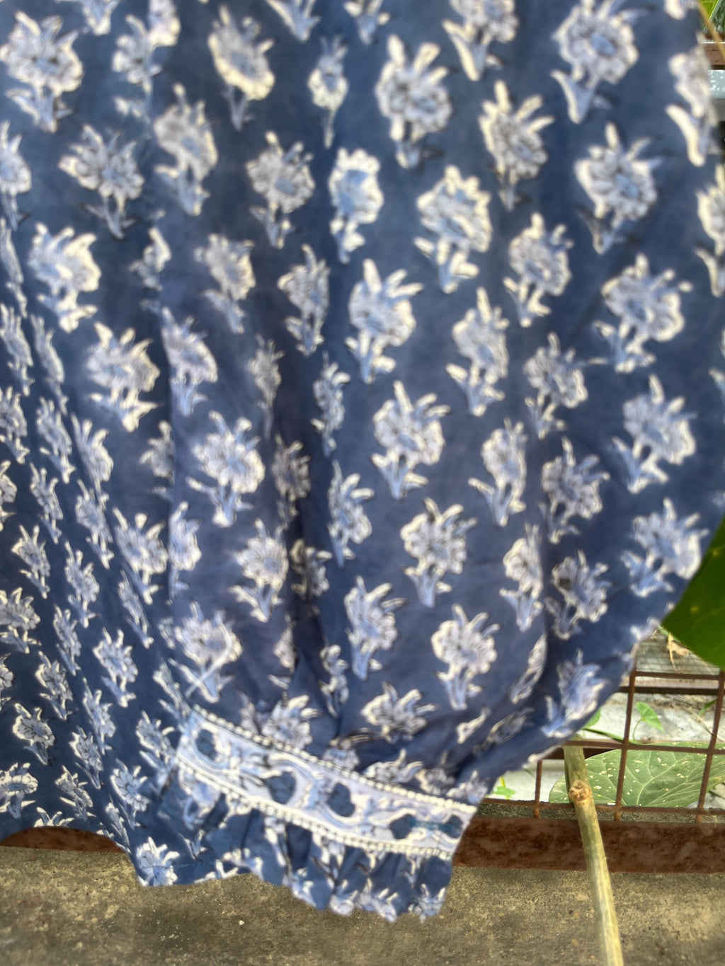 Cora Block-Print Cotton Ruffle Blouse — view 6