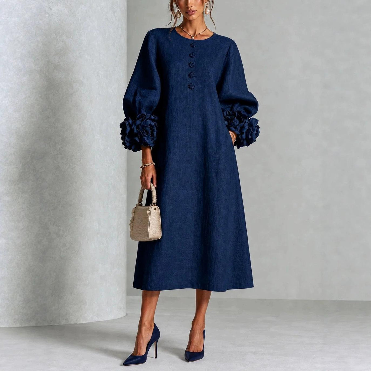 Delia Floral A-Line Midi Dress — view 5