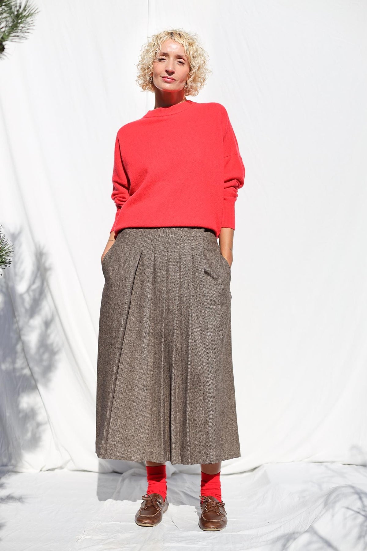 Wilma Gray Wool Wrap Midi Skirt — view 3