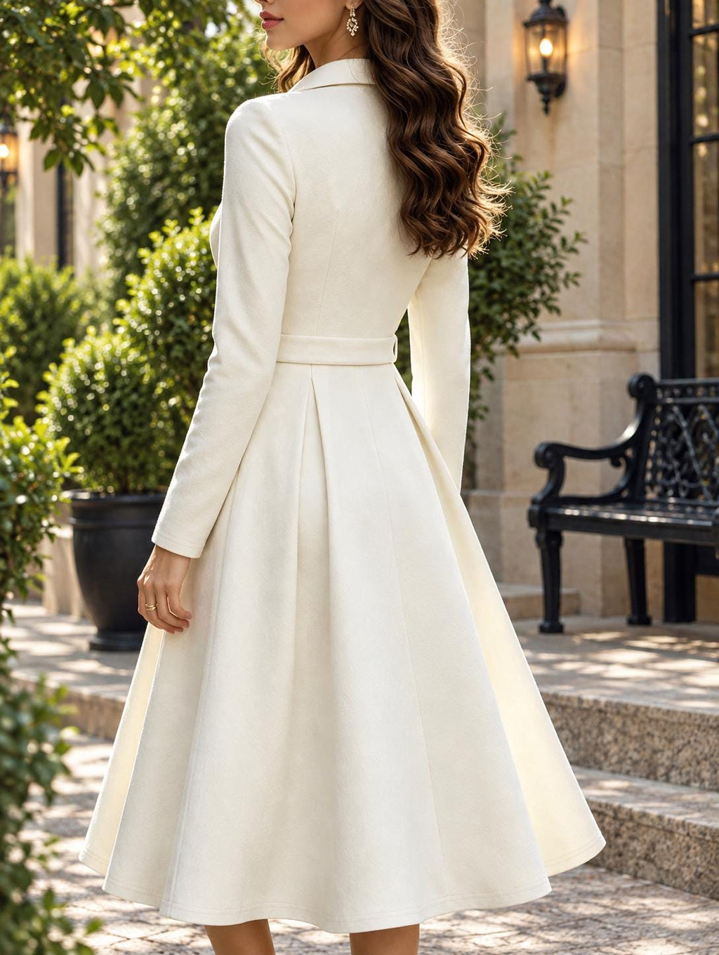 Thea White A-Line Midi Dress — view 3