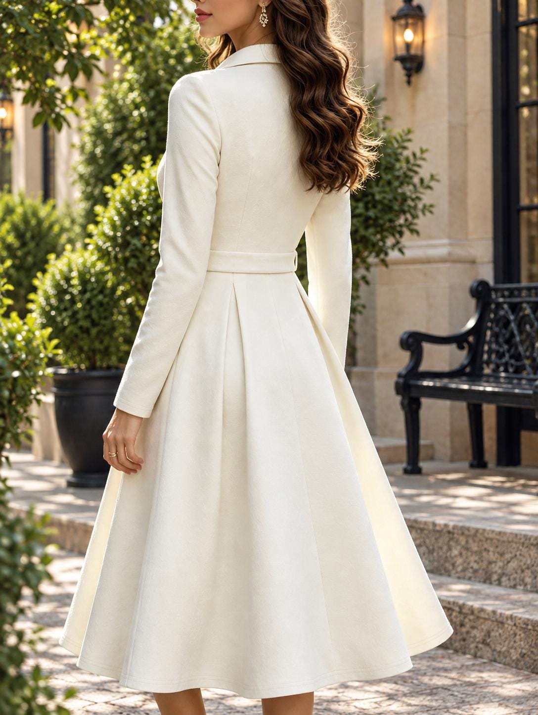 Thea White A-Line Midi Dress — view 3