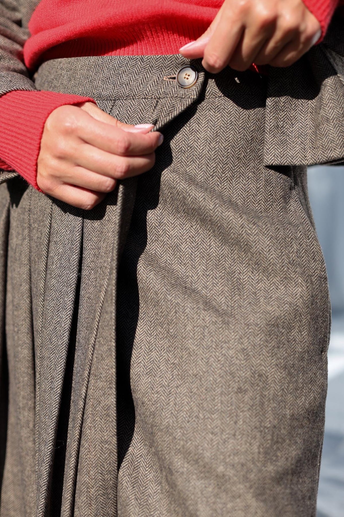 Wilma Gray Wool Wrap Midi Skirt — view 4