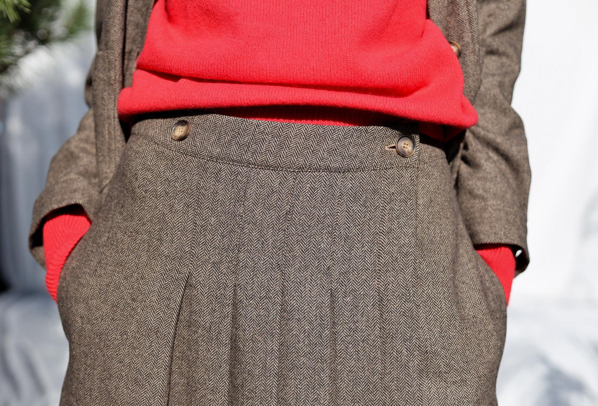 Wilma Gray Wool Wrap Midi Skirt — view 5