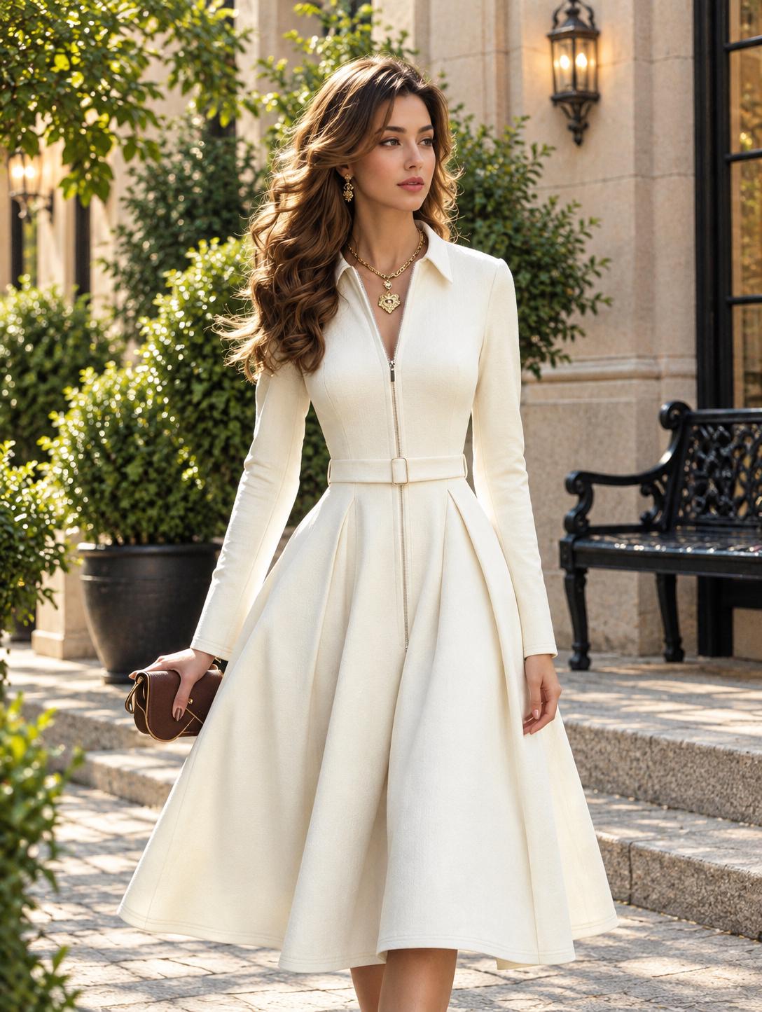Thea White A-Line Midi Dress — view 4