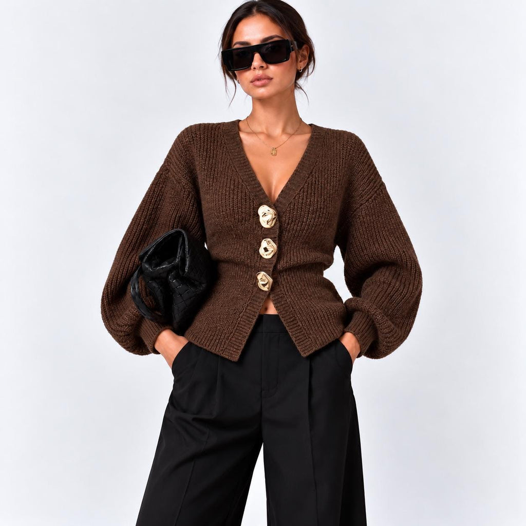 Celia Brown Knit Cardigan — view 6