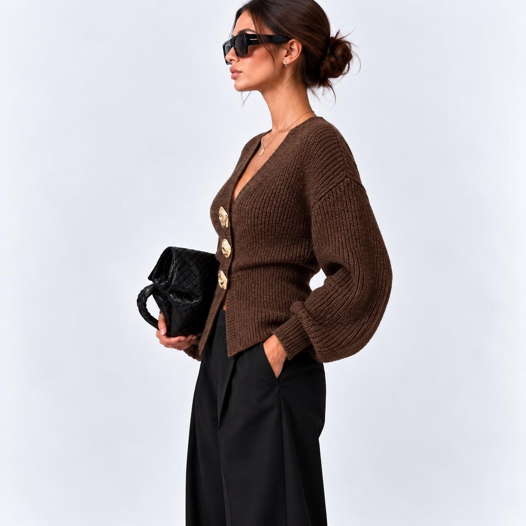 Celia Brown Knit Cardigan — view 3