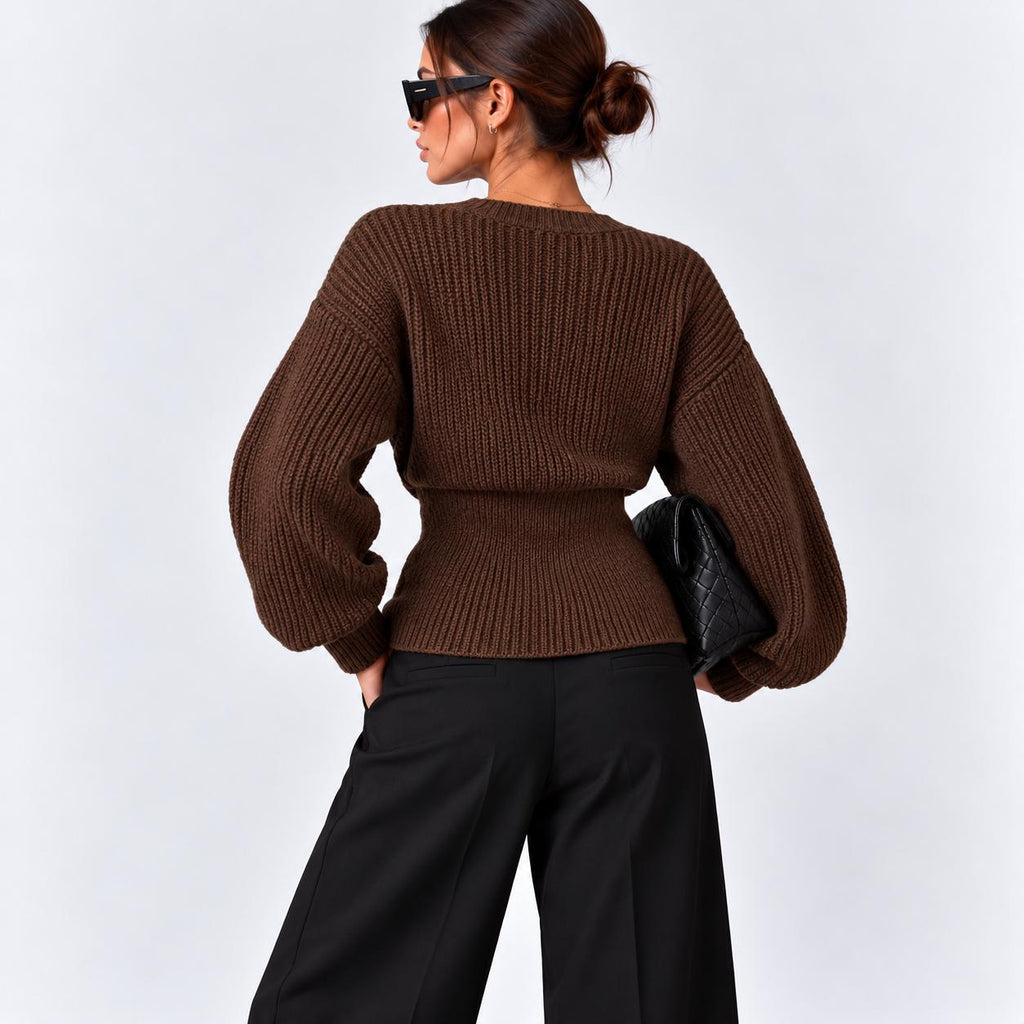 Celia Brown Knit Cardigan — view 5