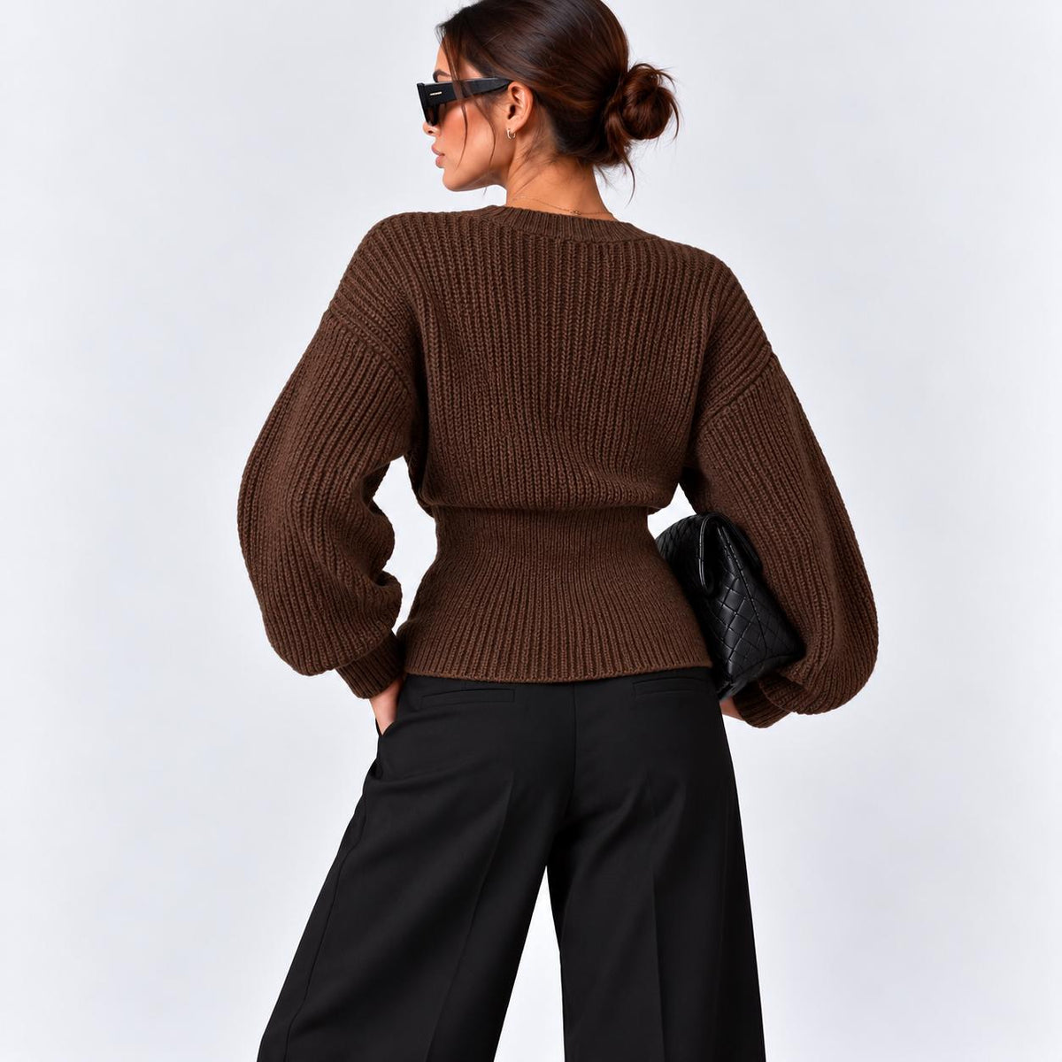Celia Brown Knit Cardigan — view 5