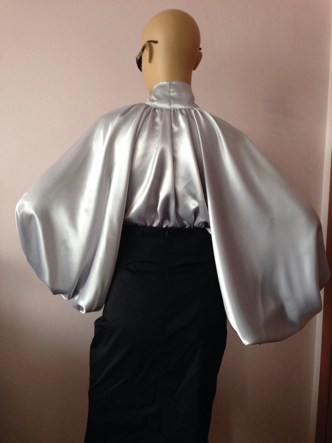 Marlo Silver Satin Blouse — view 2