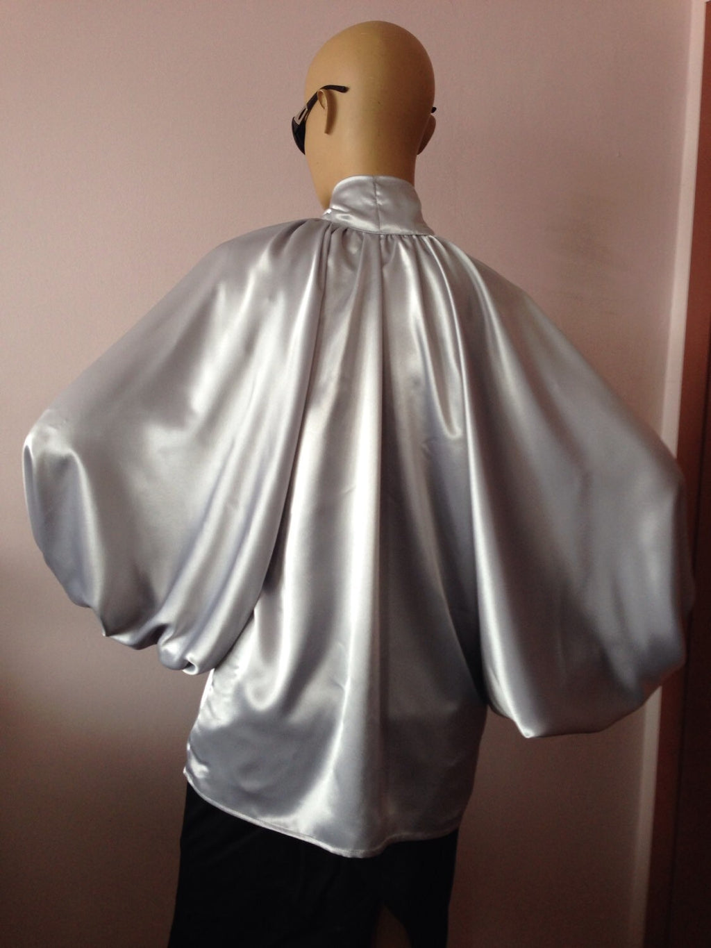 Marlo Silver Satin Blouse — view 4