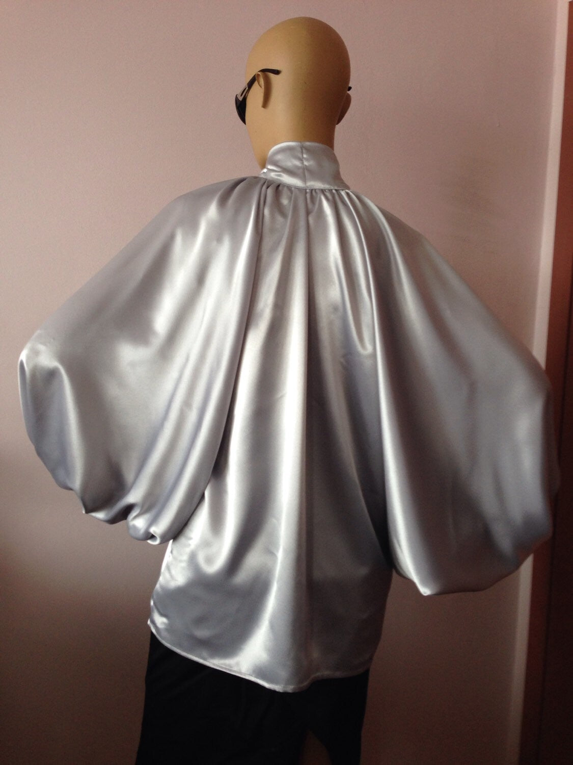 Marlo Silver Satin Blouse — view 4